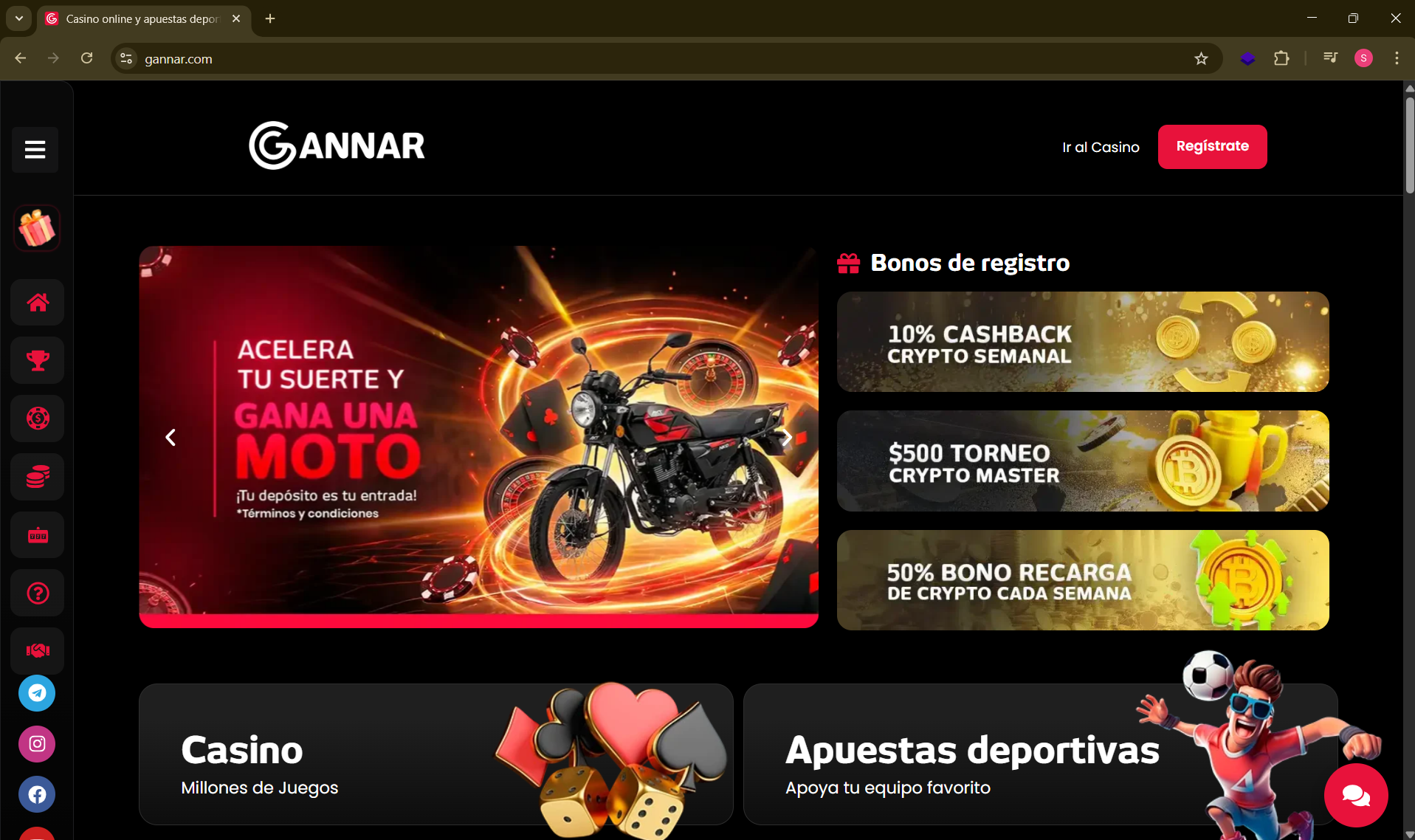 Gannar Casino Desktop Interface